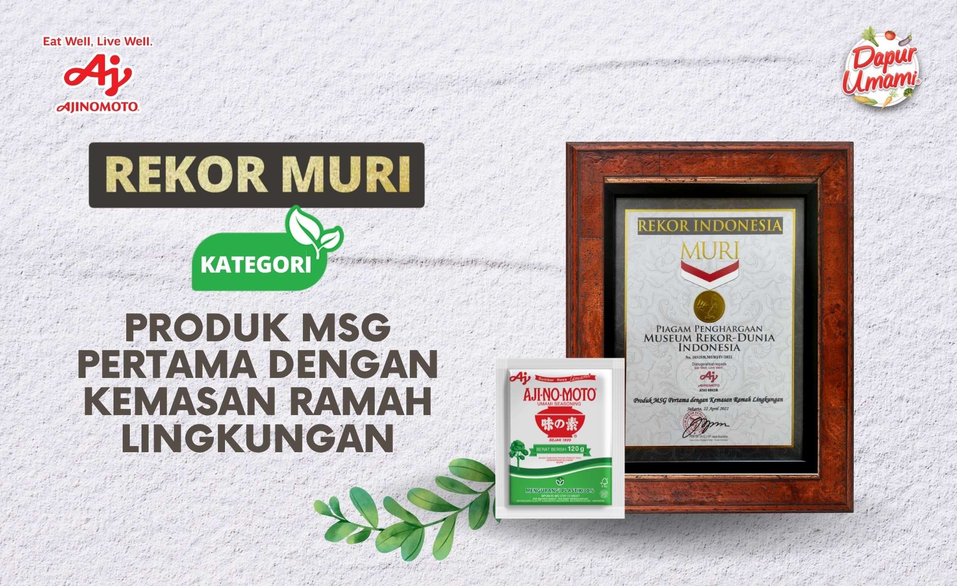 PT AJINOMOTO INDONESIA Raih Penghargaan MURI dengan Meluncurkan MSG AJI-NO-MOTO® Kemasan Kertas