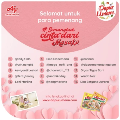 Selamat untuk Mama yang beruntung di #SemangkukCintaDariMasako!