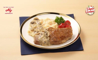 1. Steak Daging Saus Jamur ala AJI-NO-MOTO®