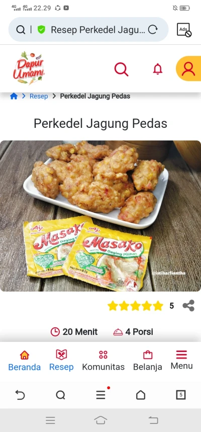 Perkedel jagung pedas