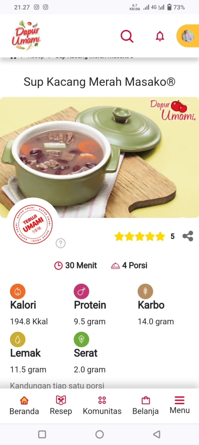 Resep Sup Kacang Merah Masako®