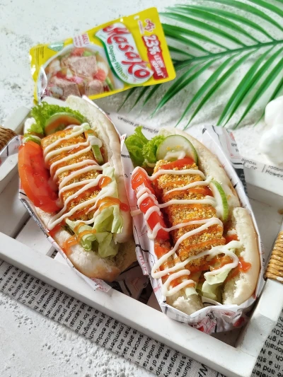 Roti Long John isi Nugget Sayur