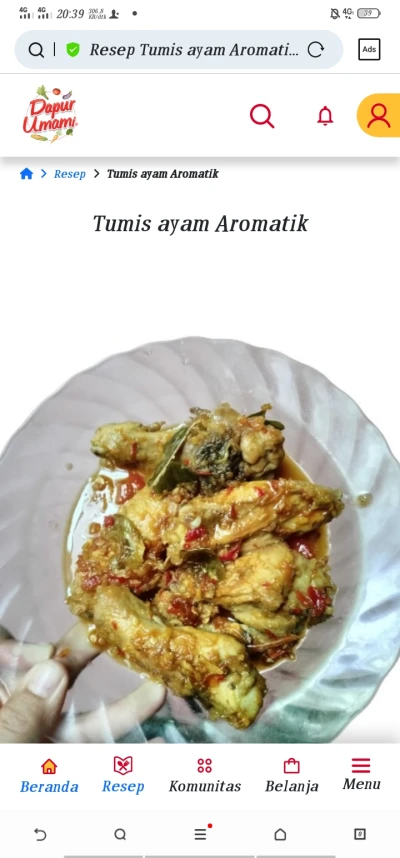 Tumis ayam aromatik