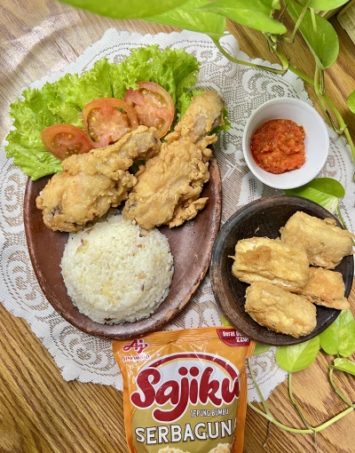 Ayam Goreng Tepung Krispi dengan Nasi Cikur dan Sambal Terasi