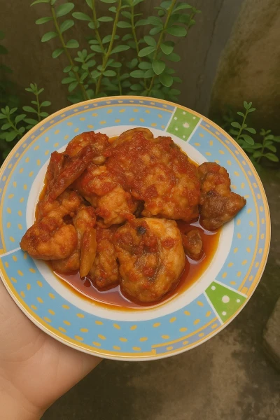 Ayam popcorn saus pedas manis