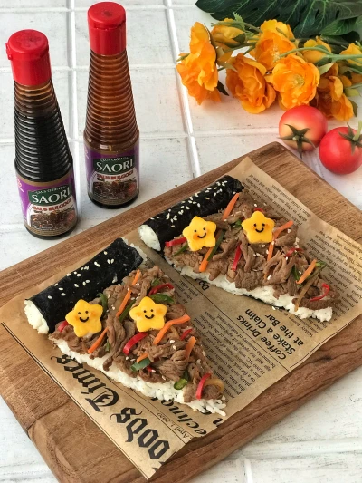 BEEF & MUSHROOM BULGOGI SUSHI PIZZA