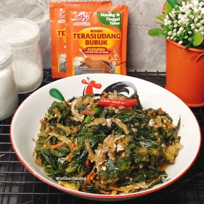 Daun Singkong Tumis Terasi Teri Pedas