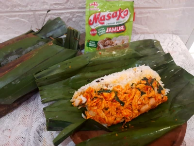 Nasi Bakar Ayam Suwir Tanpa Santan