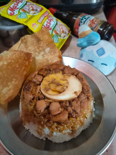 Nasi tim ala Saori saos tiram dan Masako