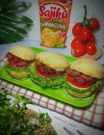 Sandwich donat ayam popcorn crispy manis