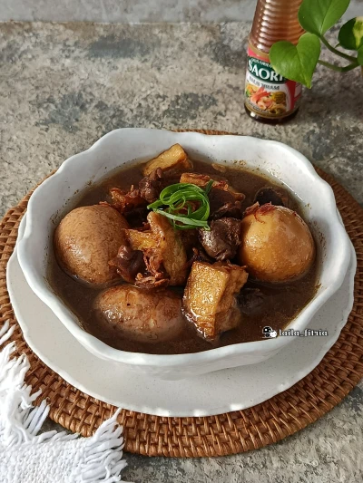 Semur Telur Tahu Ati Ampela ala Saori
