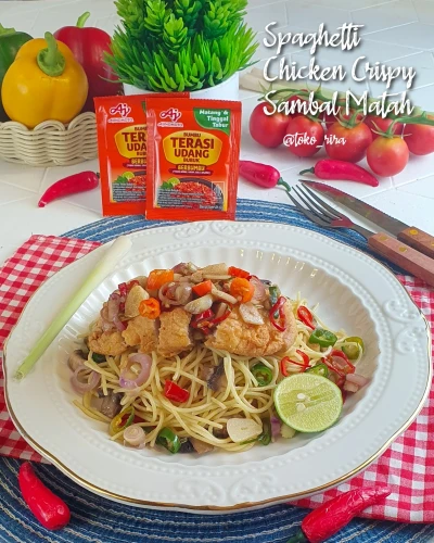 SPAGETTI AYAM KRISPI SAMBAL MATAH