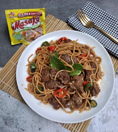 Spaghetti Semur Daging ala Masako
