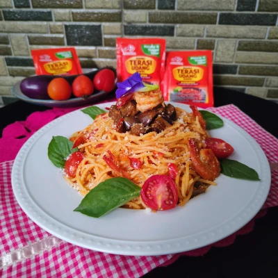 Spaghetti Terong Udang Balado
