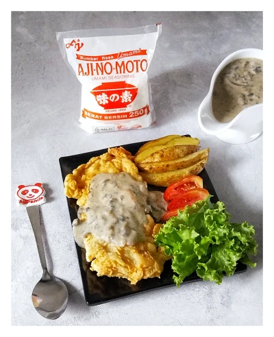 Steik Ayam Crispy Saus Jamur