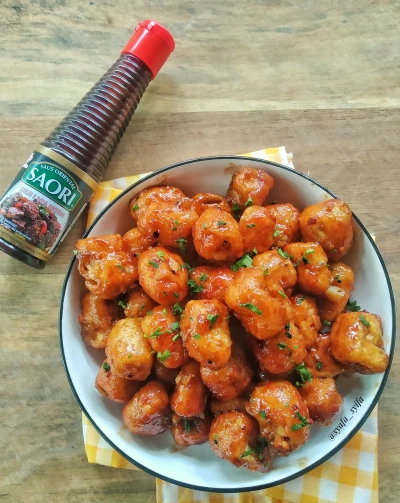 Tahu krispi saus lada hitam ala Saori