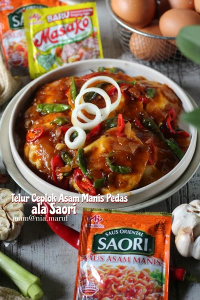 Telur Ceplok Asam Manis Pedas ala Saori