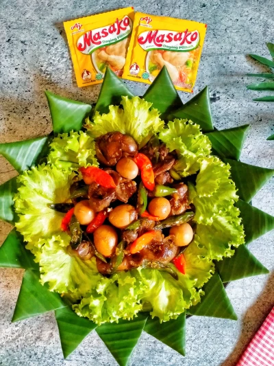 Tumis Ati Ampela Telur Puyuh Bumbu Kecap