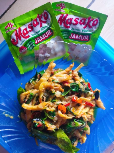 Tumis jamur kemangi pedas