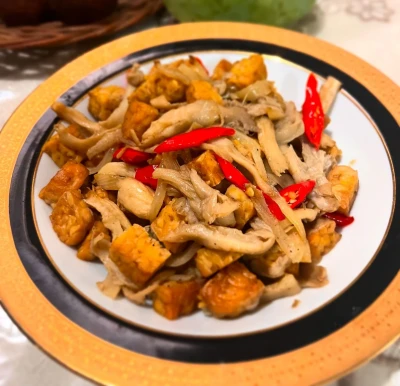 Tumis jamur tempe sederhana