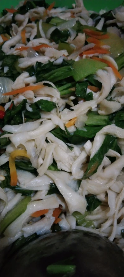 Tumis jamur tiram dan pakcoy