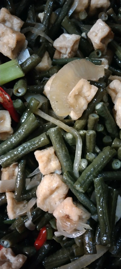 Tumis kacang panjang dan tahu