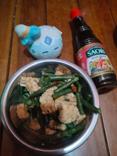 tumis kacang panjang dengan tempe