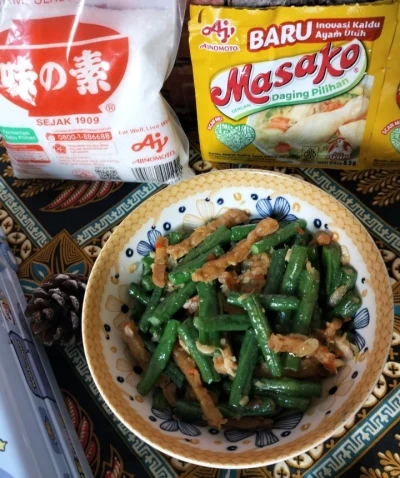 Tumis kacang panjang + tempe