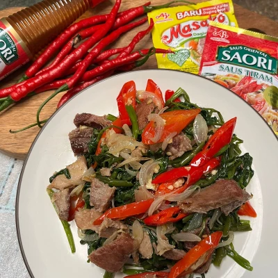 Tumis Kangkung Daging Ala Saori
