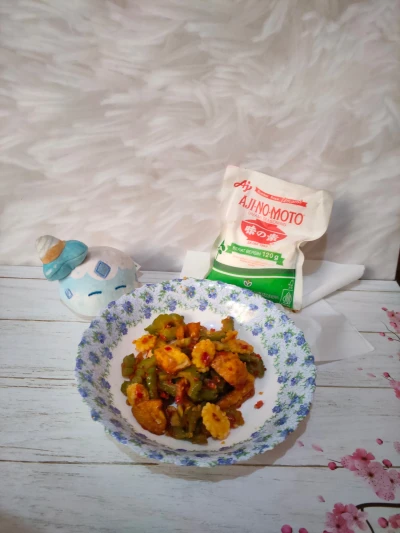 Tumis sambal pare, jagung dan tahu ala ajinomoto