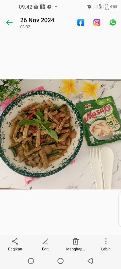 Tumis tempe dan kikil cabe ijo