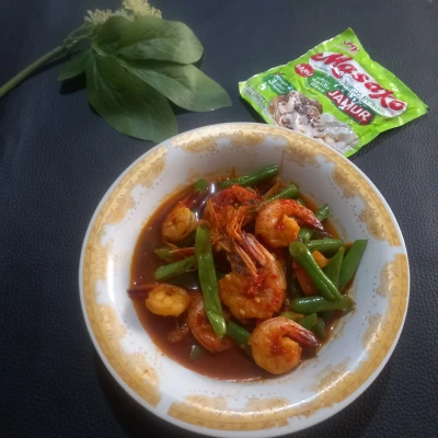 Udang Buncis Kaldu Jamur Pedas